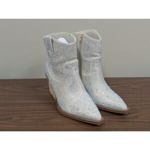 Very G Western Kady Pearl Bling Rhinestone Booties Cowboy Boots Size 9
